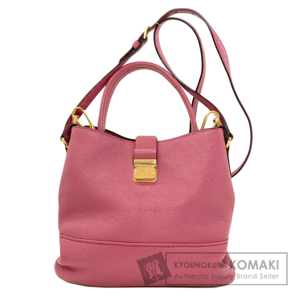 Miu Miu Madras goatskin leather convertible hobo bag front pushlock Pink